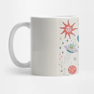 Cute doodle retro Space print Mug